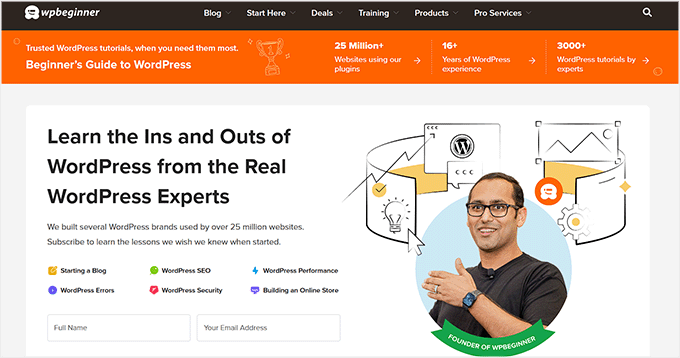 WPBeginner home page WPBeginner home page