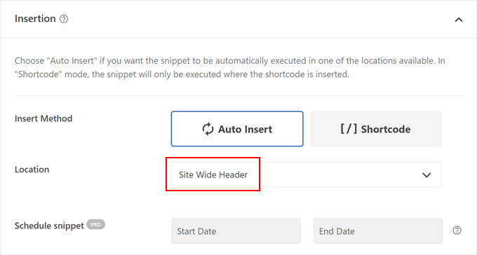 Inserting code to the site header with WPCode Inserting code to the site header with WPCode