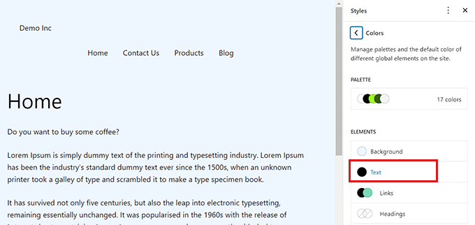 Click on the text option in the Colors panel Click on the text option in the Colors panel