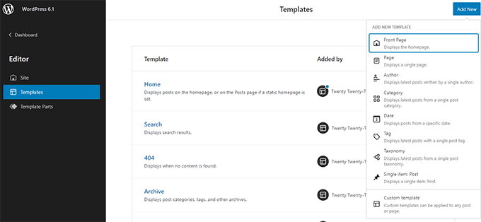 Site editor now has more templates Site editor now has more templates