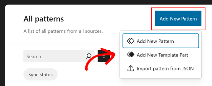Adding a new pattern or template part in FSE Adding a new pattern or template part in FSE