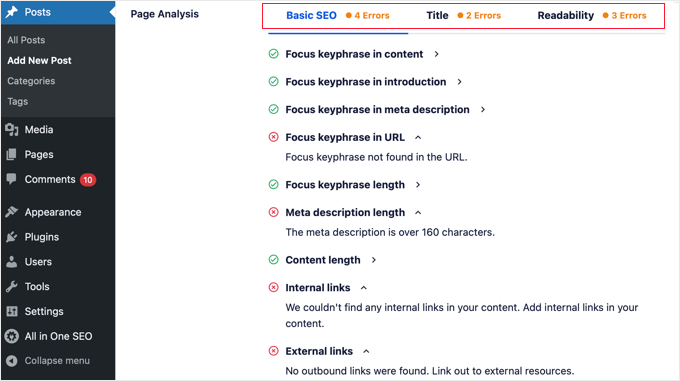 Page Analysis in AIOSEO Page Analysis in AIOSEO