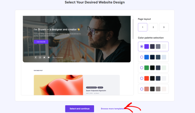 Select a website design Select a website design