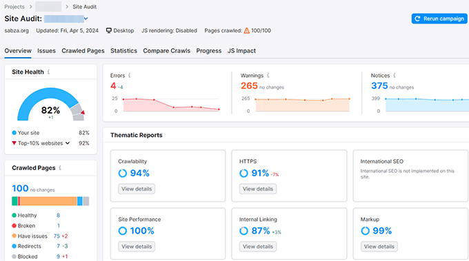 Semrush site audit Semrush site audit