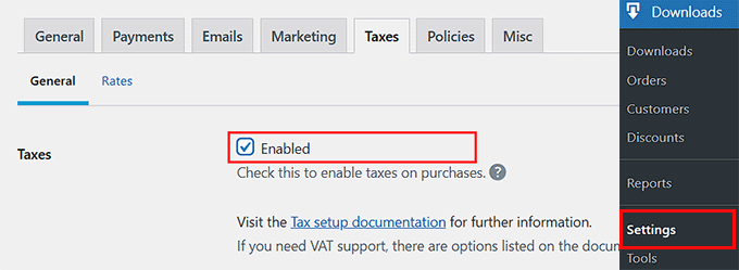 Enable tax collection in EDD Enable tax collection in EDD