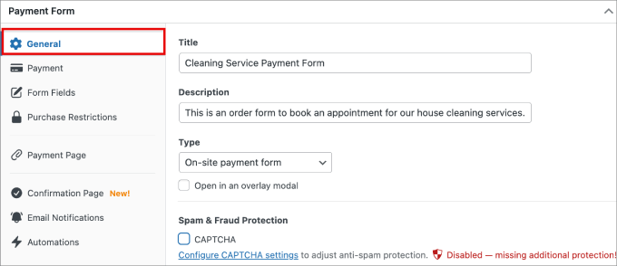 title and description of payment form title and description of payment form