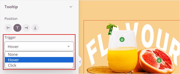 Adding a tooltip trigger to the hotspot block in SeedProd Adding a tooltip trigger to the hotspot block in SeedProd