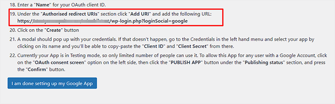Redirect URL given by Nextend