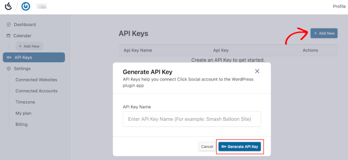 ClickSocial API keys ClickSocial API keys