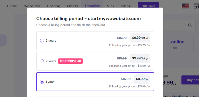Select billing period Select billing period
