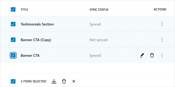 Bulk options in data views Bulk options in data views