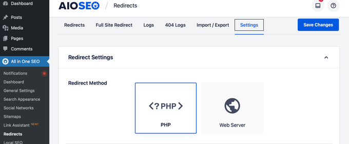 Select the Redirect Method Select the Redirect Method