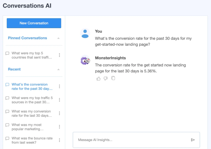 MonsterInsights conversational AI preview MonsterInsights conversational AI preview