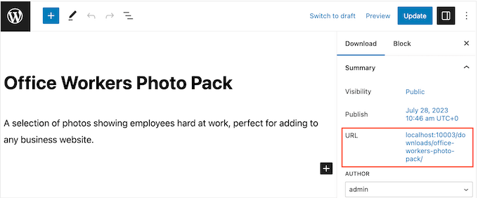 Getting the URL for a downloadable product Getting the URL for a downloadable product