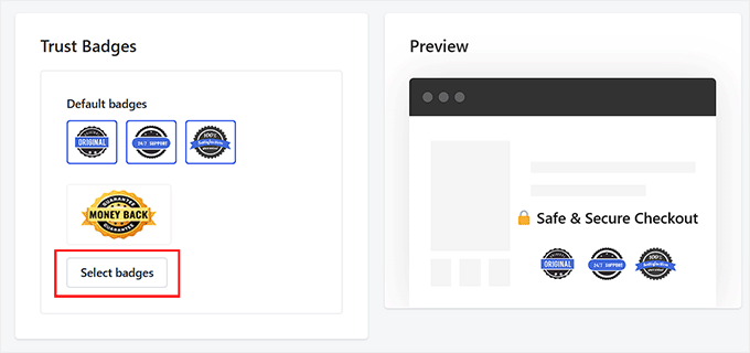 Add trust badges from the media library in Merchant