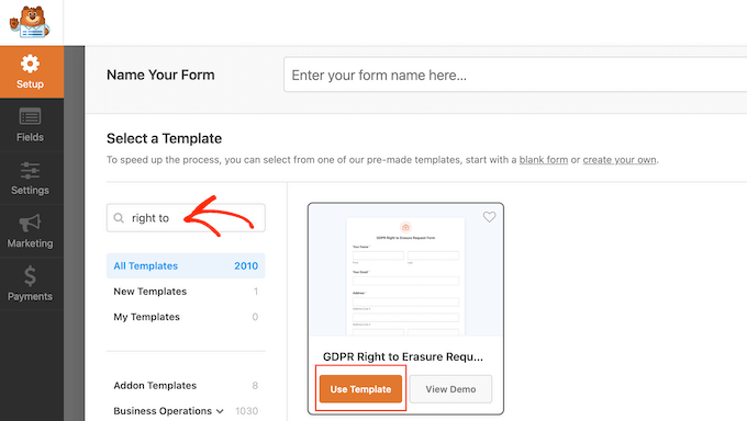 Choosing a form template for your 'right to erasure' form Choosing a form template for your 'right to erasure' form