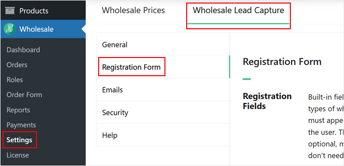 Configuring the Wholesale Suite registration form settings Configuring the Wholesale Suite registration form settings