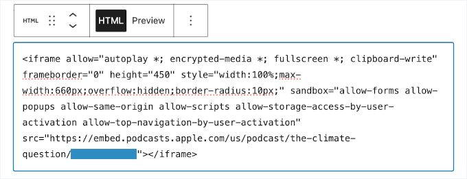 Apple Podcasts' code embedded Apple Podcasts' code embedded