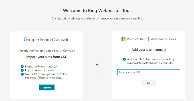 Manually add your website Manually add your website