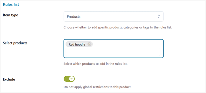 Exclude product from global restrictions with YITH Exclude product from global restrictions with YITH
