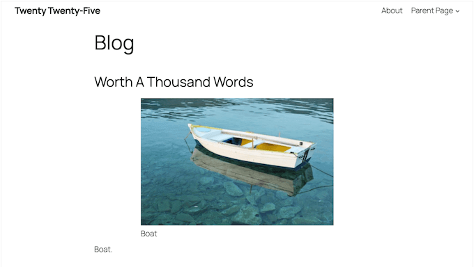 An example of a default WordPress theme An example of a default WordPress theme
