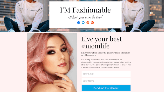An example of a one-page website An example of a one-page website