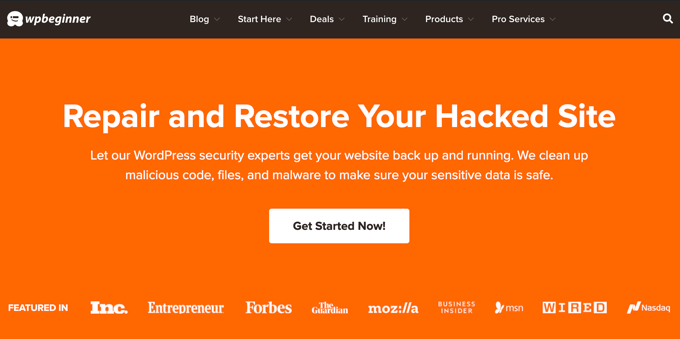 WPBeginner Pro Services Hacked Site Repair WPBeginner Pro Services Hacked Site Repair