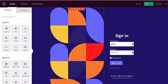 Login page builder Login page builder