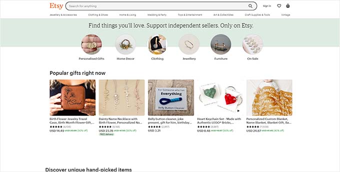 Etsy website Etsy website