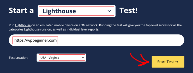 Accessing Lighthouse Using the WebPageTest Website Accessing Lighthouse Using the WebPageTest Website