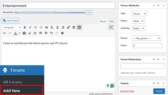 Create a new forum Create a new forum
