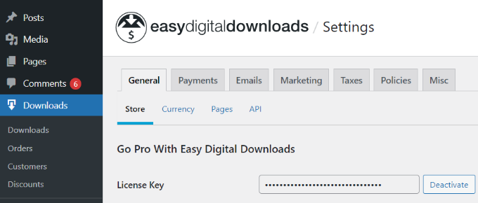 Enter EDD license key Enter EDD license key