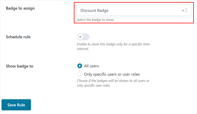 Choosing a badge to use for the badge rule in YITH Choosing a badge to use for the badge rule in YITH