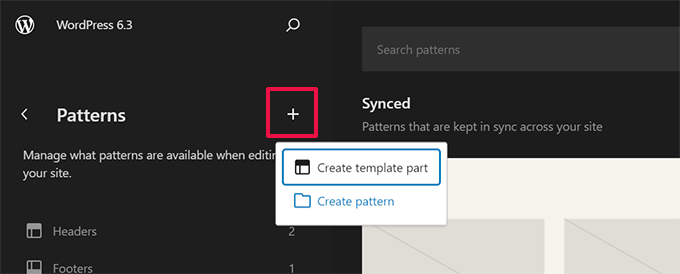 Create a new pattern in site editor Create a new pattern in site editor