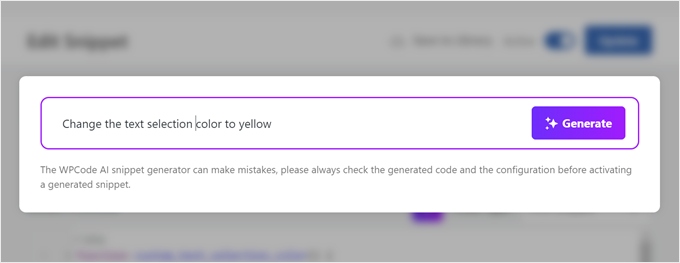 Creating a prompt to refine a code snippet with WPCode AI Creating a prompt to refine a code snippet with WPCode AI
