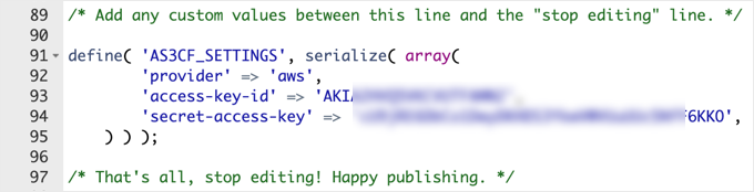 Adding AWS Access Keys to wp-config.php Adding AWS Access Keys to wp-config.php