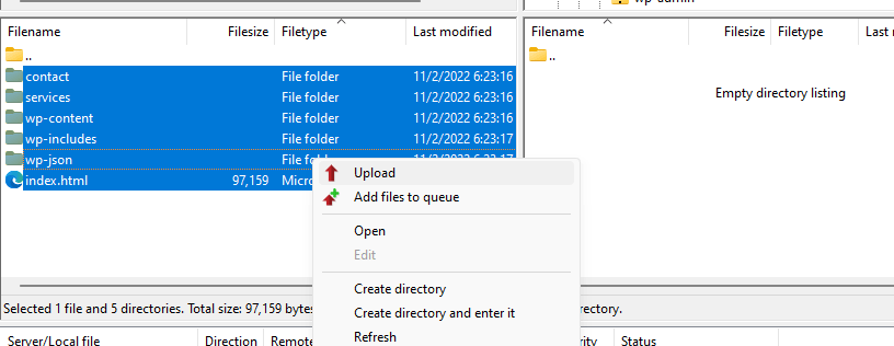 Upload static files Upload static files