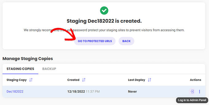 Siteground staging site created Siteground staging site created