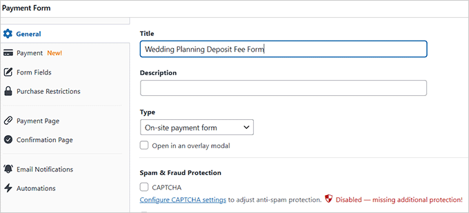Add a name for your deposit form Add a name for your deposit form