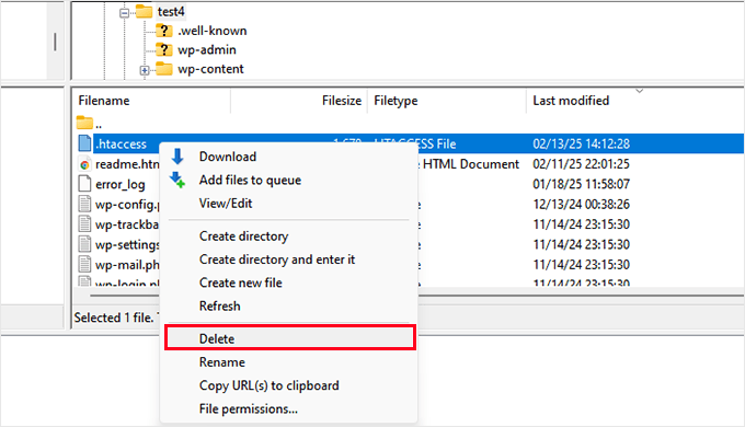 Delete .htaccess file Delete .htaccess file