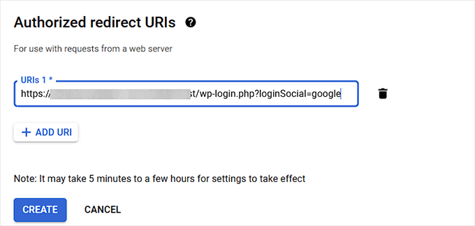Add a redirect URL in the Google Search Console