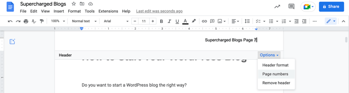 Adding Page Numbers to the Header in Google Docs Adding Page Numbers to the Header in Google Docs