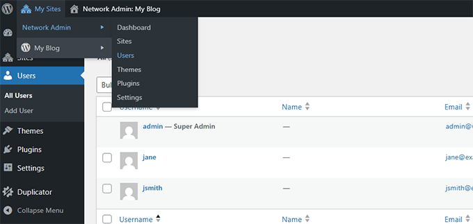 Check user is listed in Network Users Check user is listed in Network Users