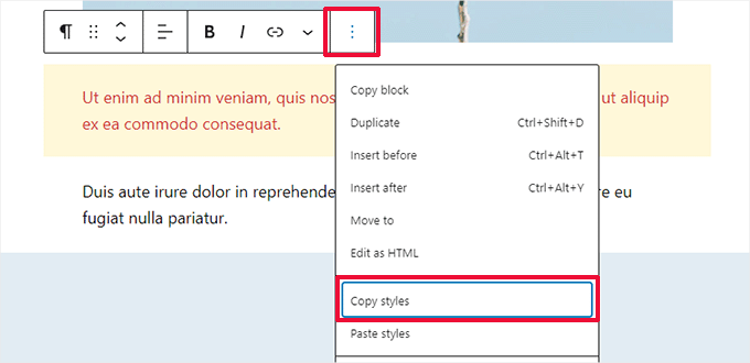 Copy styles Copy styles