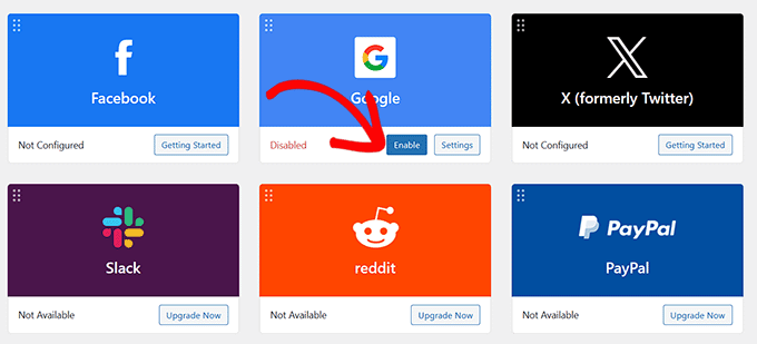 Enable Google OAuth login