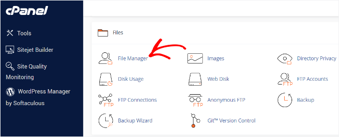 File manager in cPanel File manager in cPanel