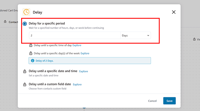 Add delay time for the action in the workflow Add delay time for the action in the workflow