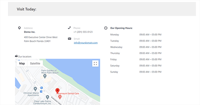 AIOSEO local business information preview AIOSEO local business information preview