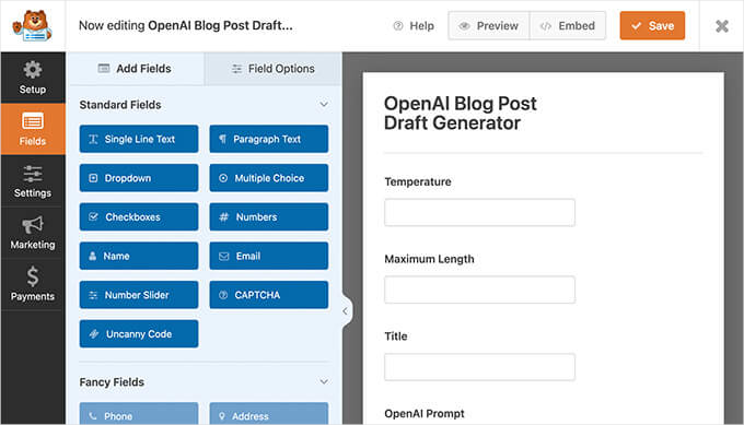 WPForms OpenAI blog post draft WPForms ChatGPT blog post draft