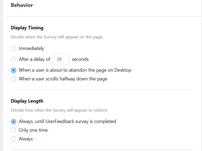 survey targeting options survey targeting options
